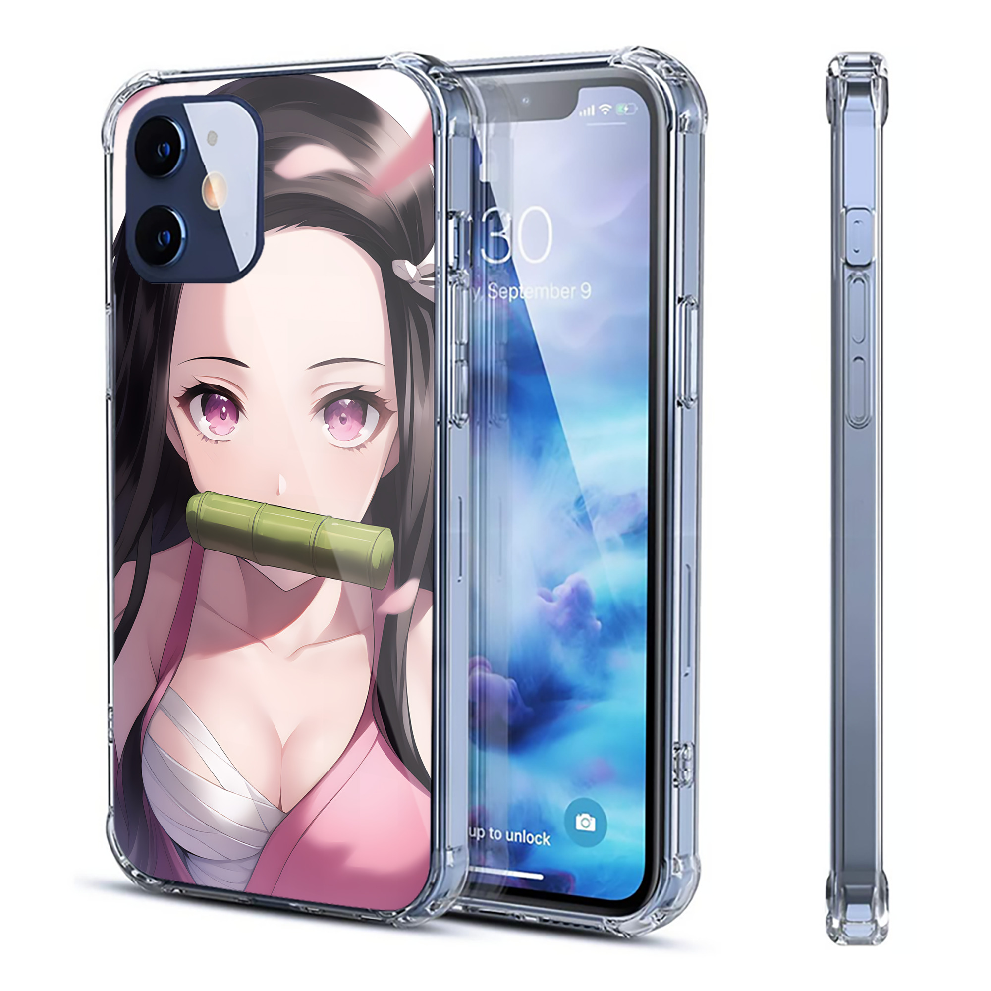 （画像用） 鬼滅の刃（きめつのやいば）竈門 禰󠄀豆子／かまど ねずこ Kamado Nezuko 【iPhone 12シリーズ対応】透明スマホケース（クリアソフトケース）